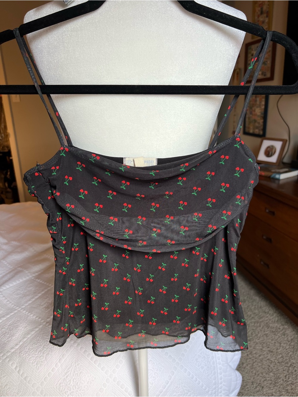 See You Monday Black Cherry Print Spaghetti Strap Top